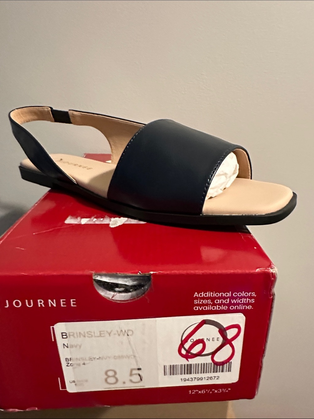 Journee Collection Navy Open-Toe Slingback Sandals